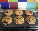 A picture of step 8 of Vickys Summer Berry Muffins, GF DF EF SF NF.