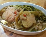 รูปขั้นตอนการทำที่ 6 ของ ไก่เห็ดเกี่ยมฉ่ายนึ่งยาจีน