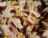 A picture of step 3 of Cara's Slow cooker Chicken Burritos.