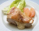 A picture of step 8 of Chicken Parmesan with Grapefruit Sauce.