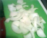 A picture of step 1 of sausage in tomatoe gravy.