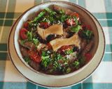 Foto del passaggio 16 della ricetta Cavatelli a tre dita al grano arso con pomodorini infornati e funghi cardoncelli