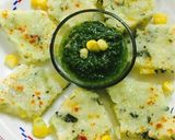 A picture of step 3 of Corn sooji dhokla.