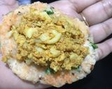 A picture of step 6 of Cheesy keema stuffed hash brown.