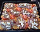 Savanyú káposzta és burgonya ágyon barna sörben pácolt hagymás sült recept fázis 3 fotója