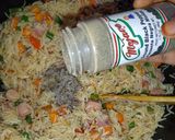 A picture of step 6 of Teriyaki rice, chicken salad with honey and orange dressing.