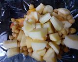 A picture of step 1 of Fruit chat with Aloobukhara chutney.