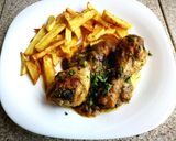 Foto del paso 4 de la receta Jamoncitos de pollo en salsa de almendras con patata frita