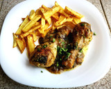 Foto del paso 4 de la receta: Jamoncitos de pollo en salsa de almendras con patata frita