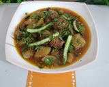 A picture of step 5 of Lauki gosht.