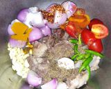 A picture of step 1 of Punjabi Karela gosht.