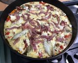 Une image de l'étape 15 de Flan d'endives caramélisées aux tomates, poivron, jambon cru et fromage frais.