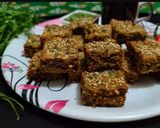 A picture of step 6 of Kothambir vadi (Maharashtrian snack).