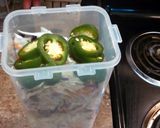 A picture of step 5 of Pikliz (aka Haitian hot pepper sauce).