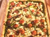 Spring Pesto, Veg and Feta Tart