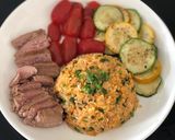 Hình bước làm 7 của món Cá ngừ áp chảo và cơm chiên kimchi