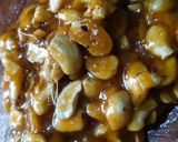 A picture of step 6 of Cashew chikki.