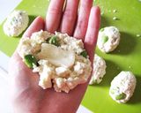 A picture of step 5 of Light and Fluffy Fritters With Edamame and Camembert Cheese.