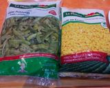 A picture of step 1 of Corn and rajas (pepper strips).