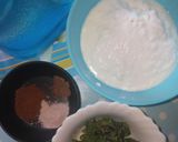 A picture of step 4 of Lachha paratha with mint buttermilk.