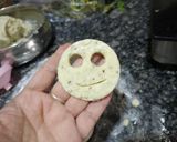 A picture of step 5 of Baby potato and cornflour smiley 😊.
