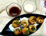 A picture of step 3 of Dahi Batata Puri.
