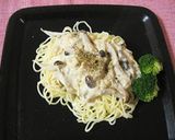A picture of step 13 of Macrobiotic Creamy Mushroom and Tofu Spaghetti.