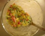 A picture of step 4 of Salmon Meunière with a Simple and Colorful Vegetable Sauce.