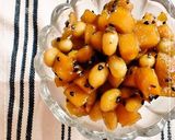 A picture of step 5 of Stir Fried and Candied Diced Kabocha Squash and Soy Beans.