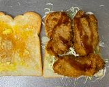 A picture of step 3 of Hire-Katsu Sando (Fried fillet pork Tonkatsu sandwich).