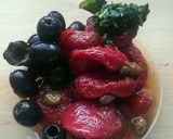 A picture of step 4 of Vickys Ghastly 'Ghostinis' with Bloody Tapenade.