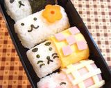 A picture of step 6 of Sleeping Barrel Bears Character Bento.