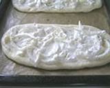 A picture of step 6 of Tarte Flambé (Baked Onion Flatbread).