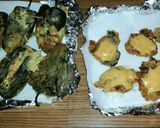 A picture of step 10 of Stuffed poblano peppers with side meat cheddar patties.