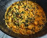 Foto del paso 8 de la receta Meloso de arroz con presa ibérica, gambitas y espinacas …