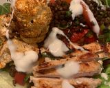 A picture of step 6 of Harissa spiced cauliflower with lemon and mint chicken and lentils.