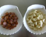 A picture of step 1 of Potato and Wiener Sausage Curry Soup.