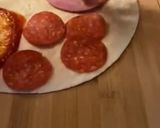 A picture of step 2 of Hawaiian pizza waffle / pizza flip.