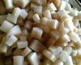 A picture of step 2 of Banana stem and moong thoran (Kerala recipe).