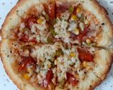 A picture of step 11 of No Oven, No Yeast Veg Pizza recipe.