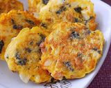 A picture of step 7 of Jeon with Chikuwa Fishcake, Nagaimo, and Nori Seaweed.