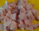 A picture of step 2 of Asian Porkball and applesauce soup.