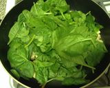 A picture of step 4 of Bow-Tie Cheesy Chicken With Peas And Spinach.