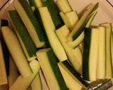 A picture of step 2 of Taisen's parmesan baked zucchini.
