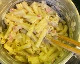Hình bước làm 4 của món Nui kiểu carbonara (vị giống pizza)