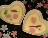 A picture of step 8 of Simple Chawan-mushi (Steamed Egg Custard) with Cherry Blossoms & Fava Beans.