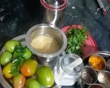 हिरव्या टोमॅटोची मुगडाळ घालून भाजी (Green Tomato Moongdal Bhaji Recipe In Marathi) रेसिपी स्टेप 1 फोटो 