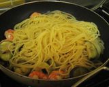 A picture of step 5 of Pasta with Shrimp and Eggplant.
