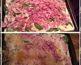 A picture of step 6 of Kori's spinach, ham, hash brown crust quiche.