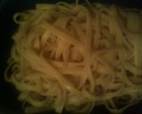 A picture of step 1 of Kandi‘s Fettucini Alfredo.